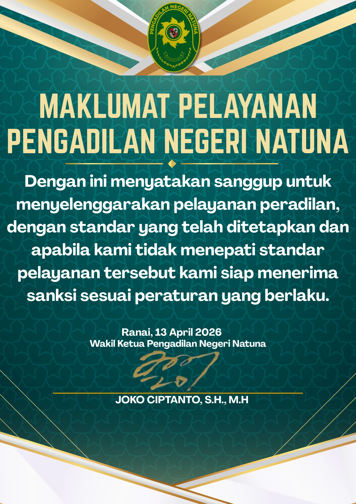 Pratinjau Maklumat Pelayanan Pengadilan Negeri Natuna