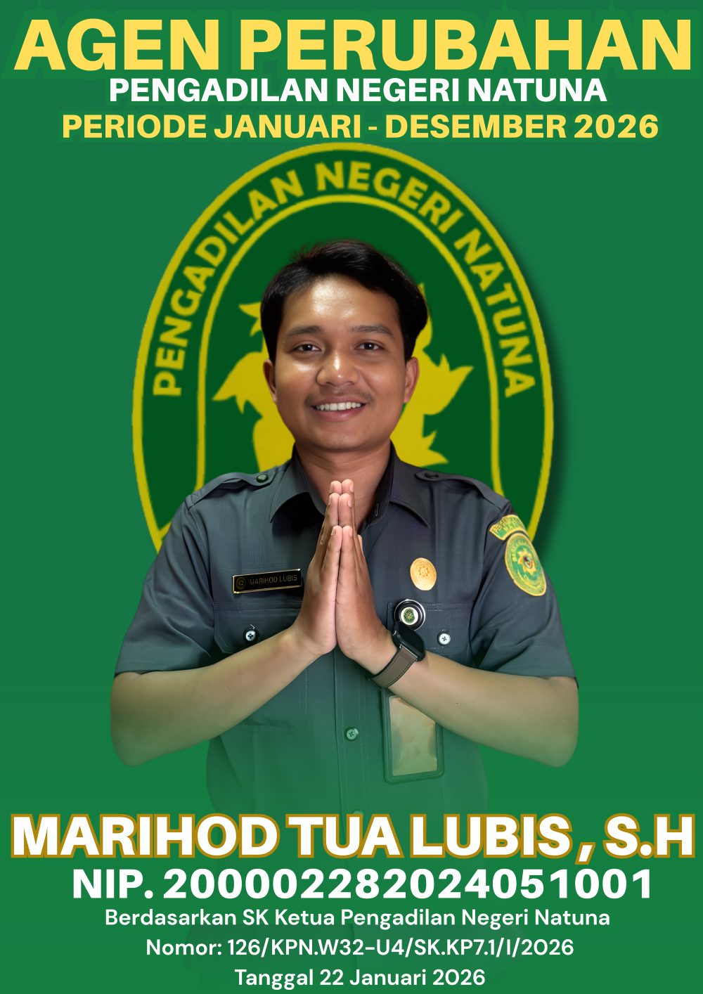 Poster resmi Agen Perubahan Pengadilan Negeri Natuna periode 2026